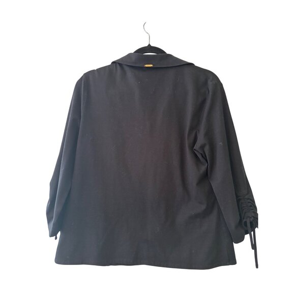 St. John Sport By Marie Gray Black Zip-Up Jacket Tie Sleeve M - Picture 3 of 11